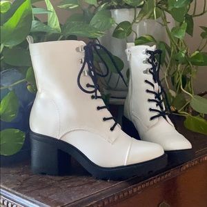 White combat boots
